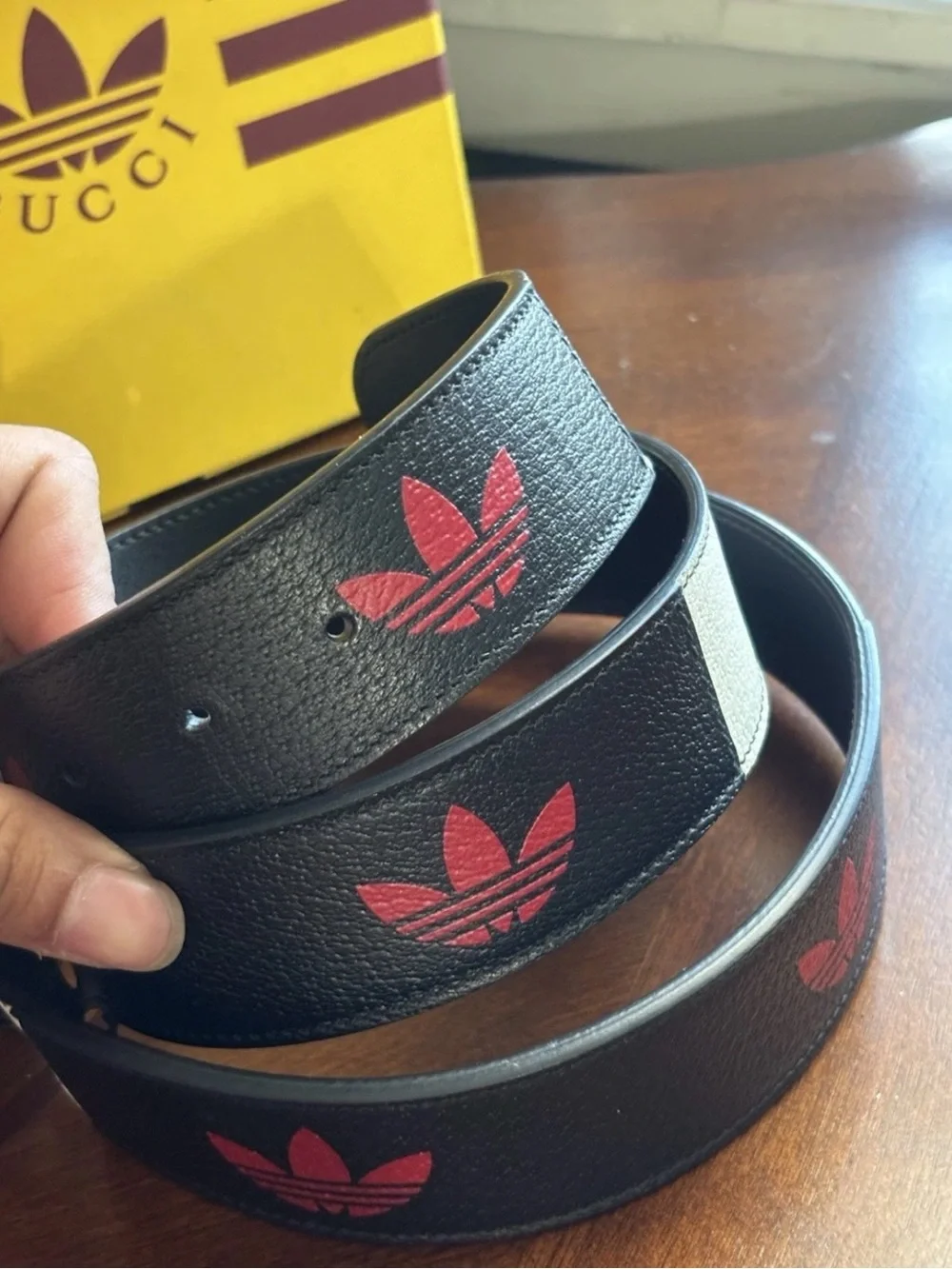 Gucci X Adidas Double G Logo Leather Belt
